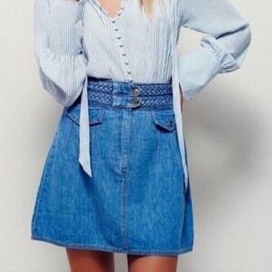 Free People Blue Denim Mini Skirt